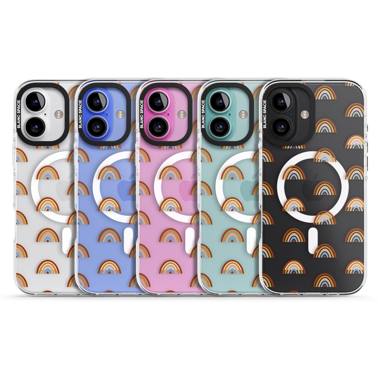 iPhone 16 Pro Max Cute Scandinavian Rainbows Black Impact Phone Case