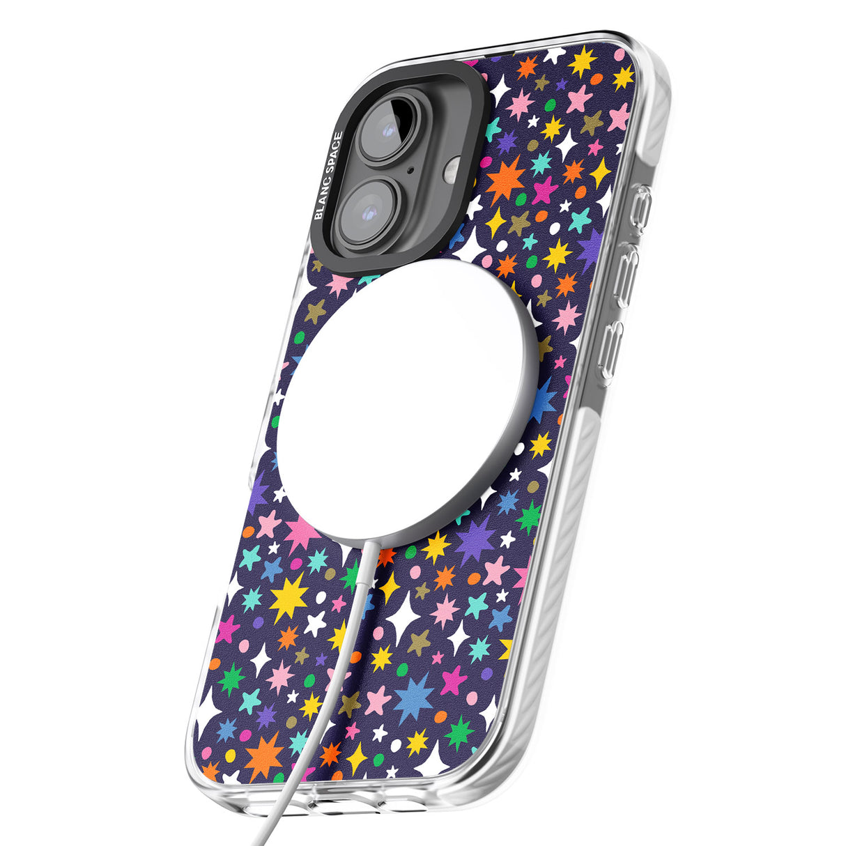 iPhone 16 Pro Max Rainbow Starburst (Purple) Black Impact Phone Case