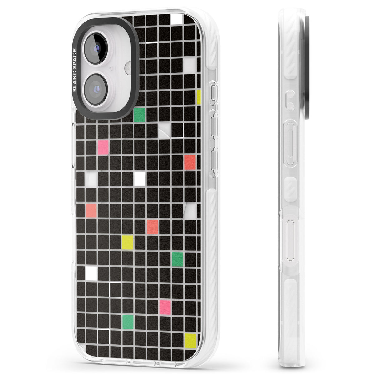 iPhone 16 Pro Max Vibrant Black Geometric Grid Black Impact Phone Case