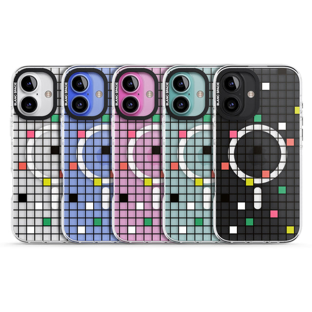 iPhone 16 Pro Max Vibrant Clear Geometric Grid Black Impact Phone Case