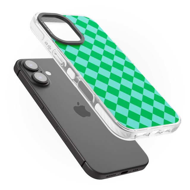 iPhone 16 Pro Max Retro Green Diamond Plaid Black Impact Phone Case