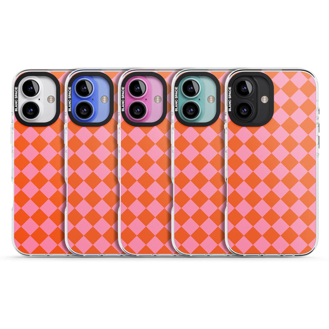 iPhone 16 Pro Max Retro Sunset Diamond Plaid Black Impact Phone Case