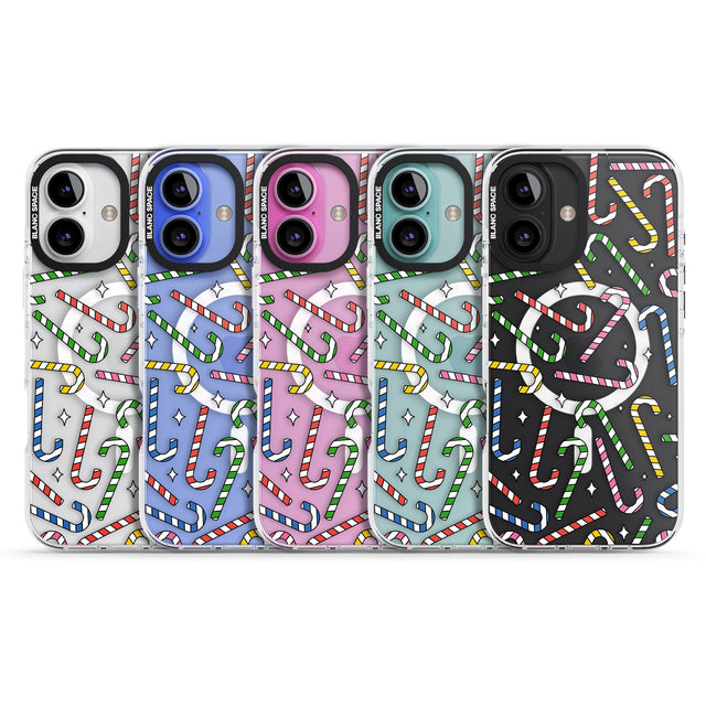 iPhone 16 Pro Max Colourful Stars & Candy Canes Black Impact Phone Case