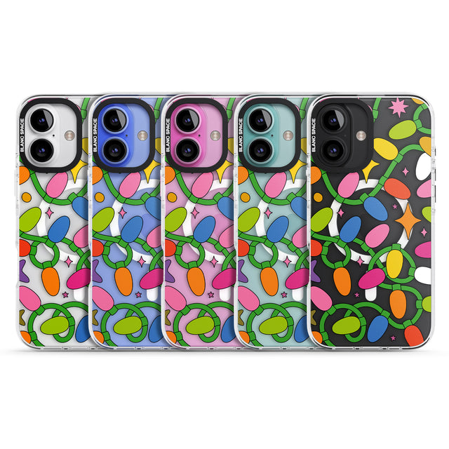 iPhone 16 Pro Max Festive Lights Pattern Black Impact Phone Case