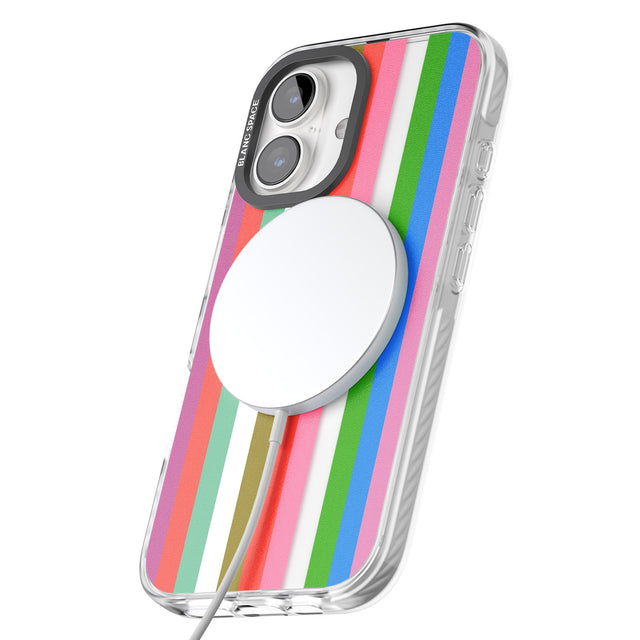 iPhone 16 Pro Max Vibrant Stripes Black Impact Phone Case