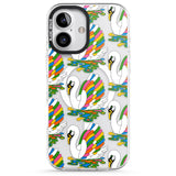 iPhone 16 Pro Max Colourful Swan Pattern Black Impact Phone Case