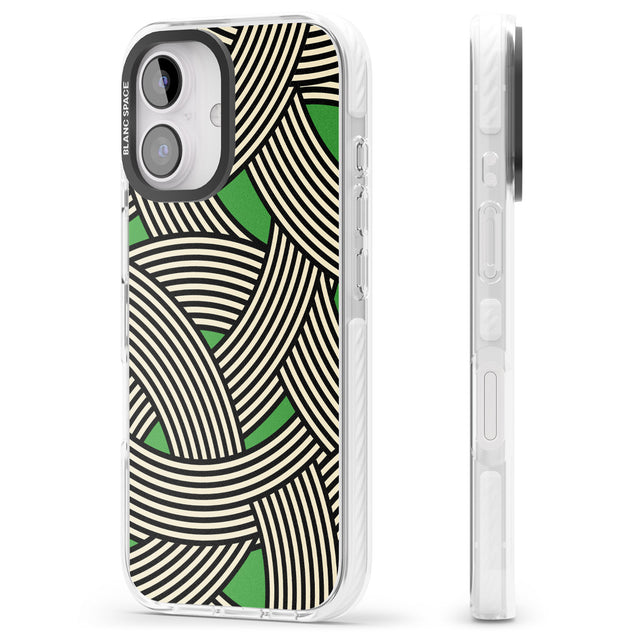 iPhone 16 Pro Max Green Optic Waves Black Impact Phone Case