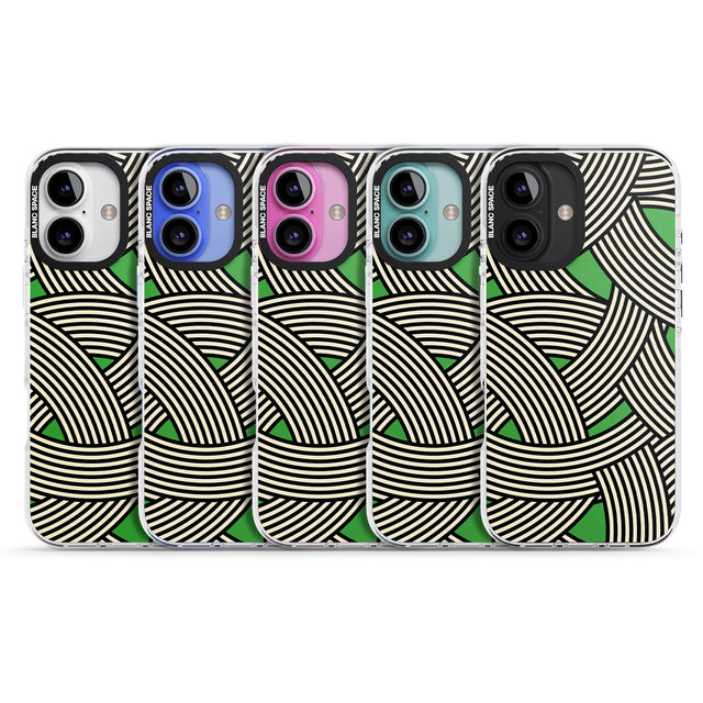 iPhone 16 Pro Max Green Optic Waves Black Impact Phone Case