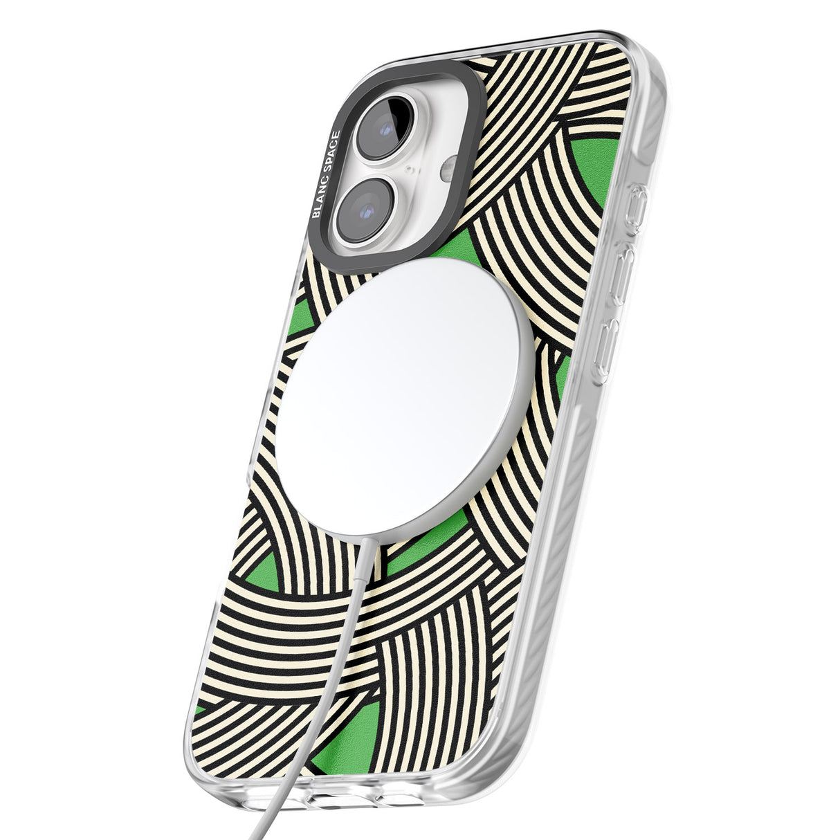 iPhone 16 Pro Max Green Optic Waves Black Impact Phone Case