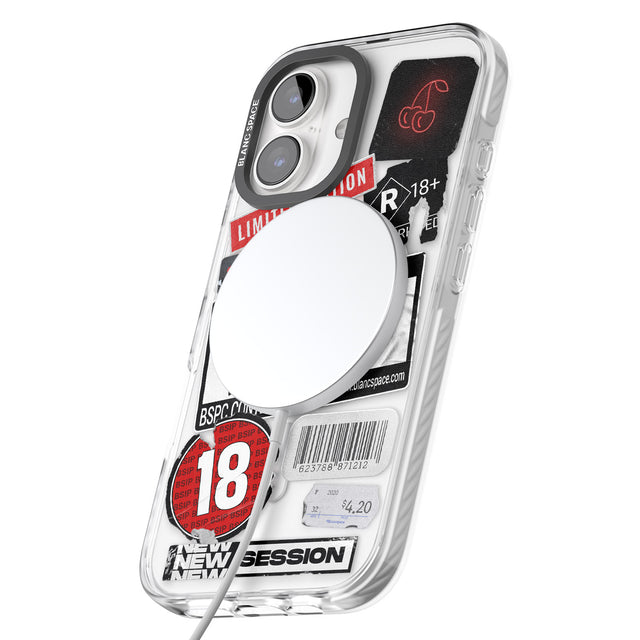 iPhone 16 Pro Max Rated 18+ Sticker Mix Black Impact Phone Case