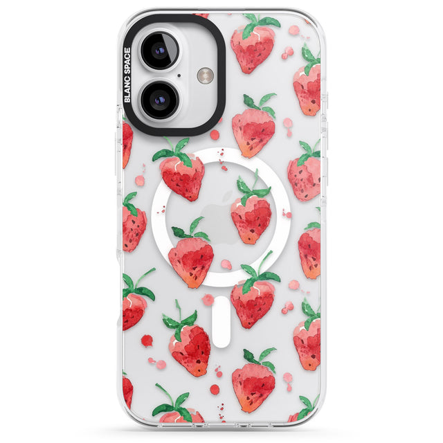 iPhone 16 Pro Max Strawberry Watercolour Black Impact Phone Case