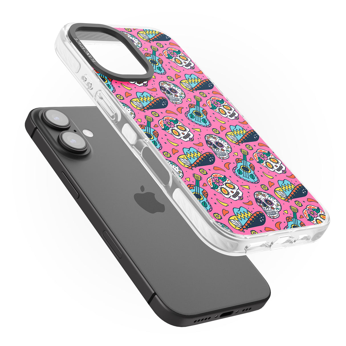 iPhone 16 Pro Max Pink Day of The Dead Pattern Black Impact Phone Case