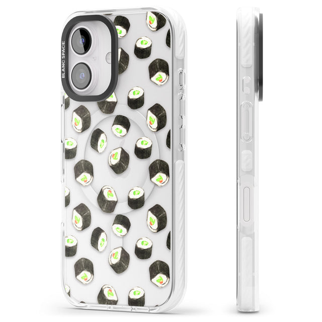 iPhone 16 Pro Max Maki Rolls Sushi Pattern Black Impact Phone Case