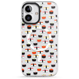 iPhone 16 Pro Max Minimalist Sushi Pattern Black Impact Phone Case