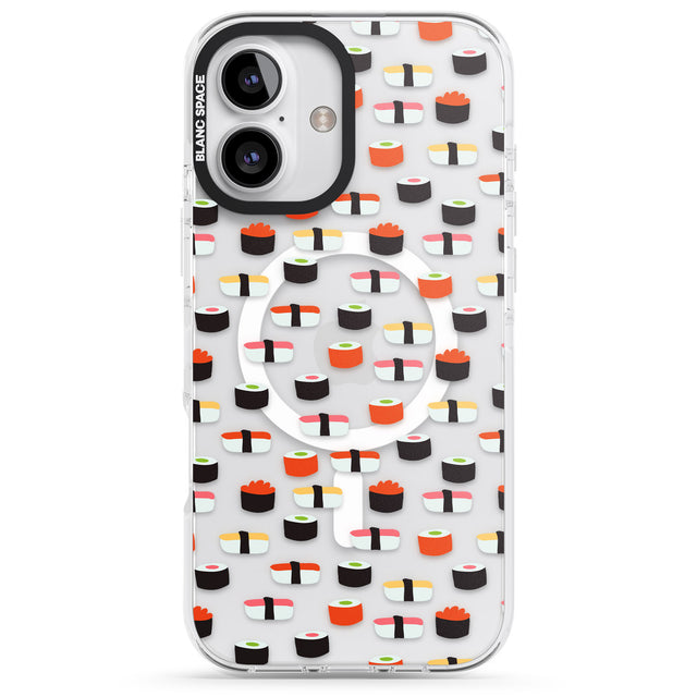 iPhone 16 Pro Max Minimalist Sushi Pattern Black Impact Phone Case