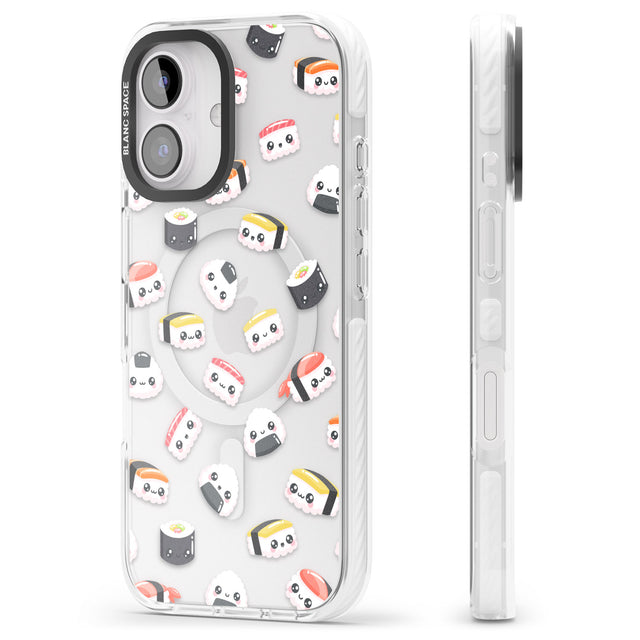 iPhone 16 Pro Max Kawaii Sushi & Rice Black Impact Phone Case