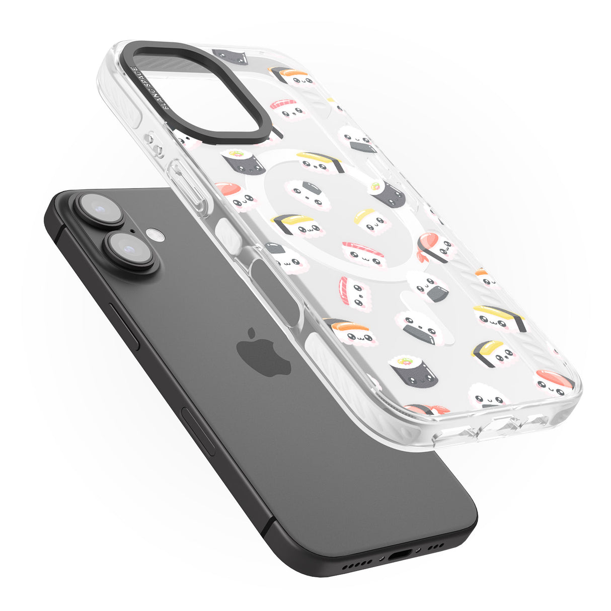 iPhone 16 Pro Max Kawaii Sushi & Rice Black Impact Phone Case