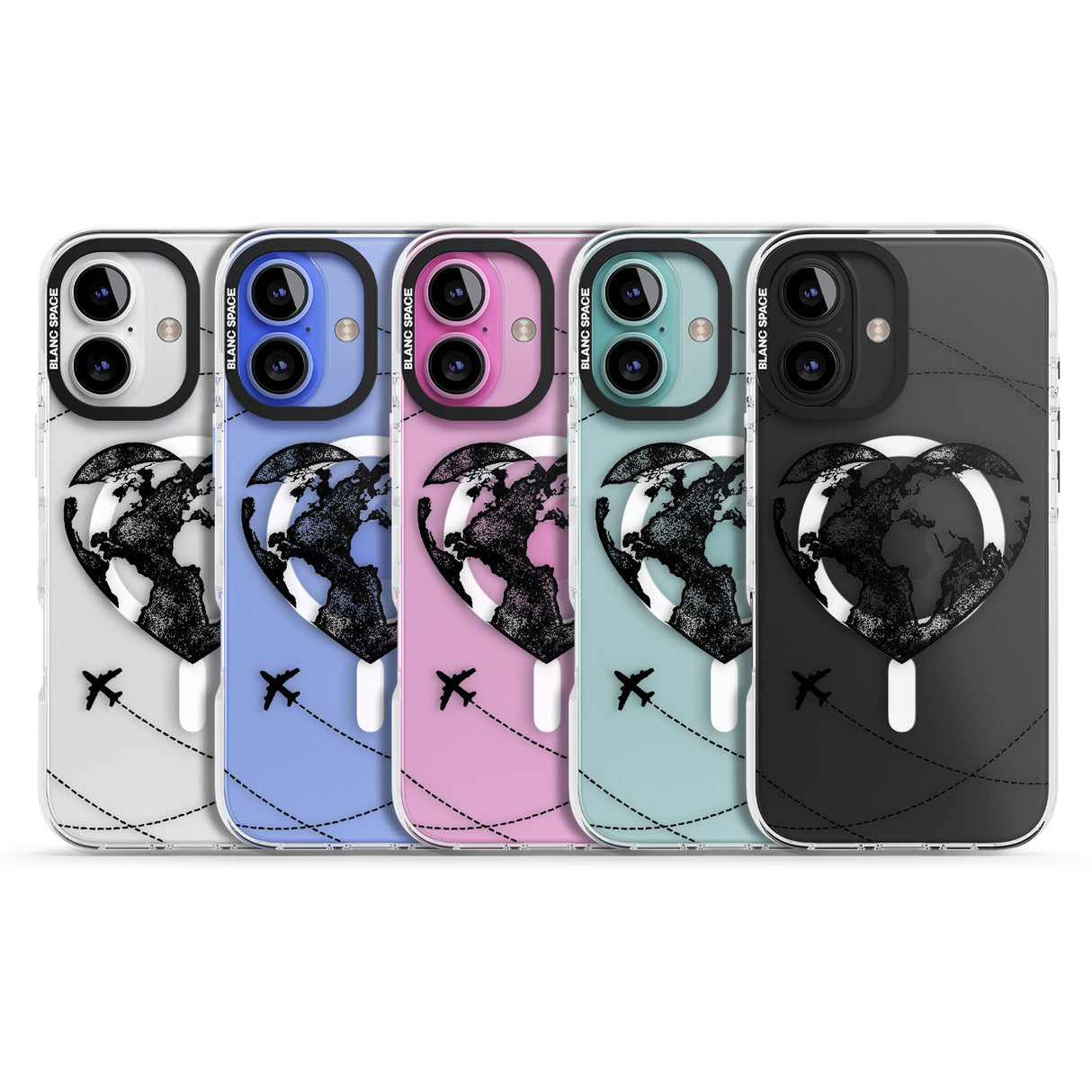 iPhone 16 Pro Max Globe Heart Black Impact Phone Case