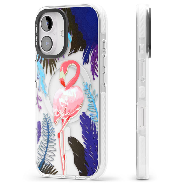 iPhone 16 Pro Max Tropical Flamingo Black Impact Phone Case