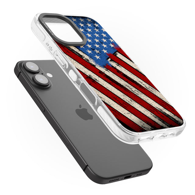 iPhone 16 Pro Max Distressed US Flag Black Impact Phone Case