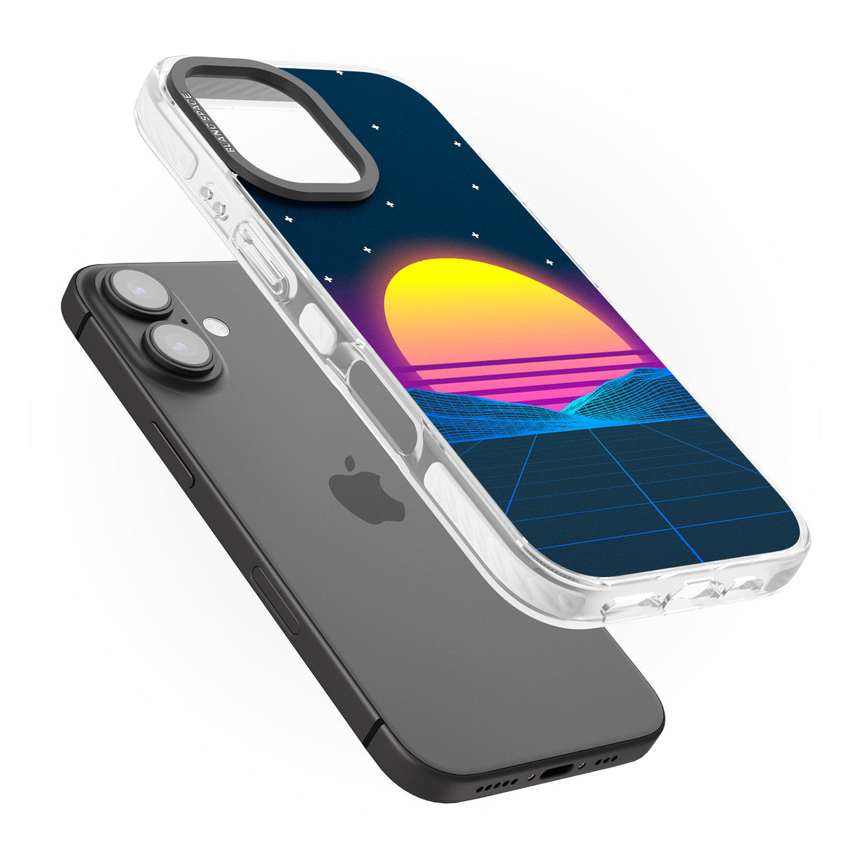 iPhone 16 Pro Max Retro Sunset Vaporwave Black Impact Phone Case