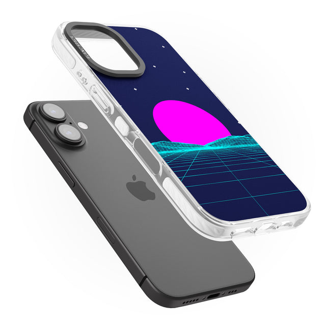 iPhone 16 Pro Max Miami Sunset Vaporwave Black Impact Phone Case