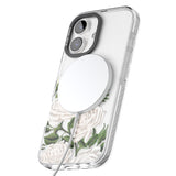 iPhone 16 Pro Max White Vintage Painted Flowers Clear Impact Phone Case + Magsafe