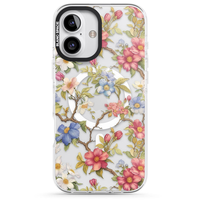 iPhone 16 Pro Max Vintage Vines & Flowers Clear Impact Phone Case + Magsafe