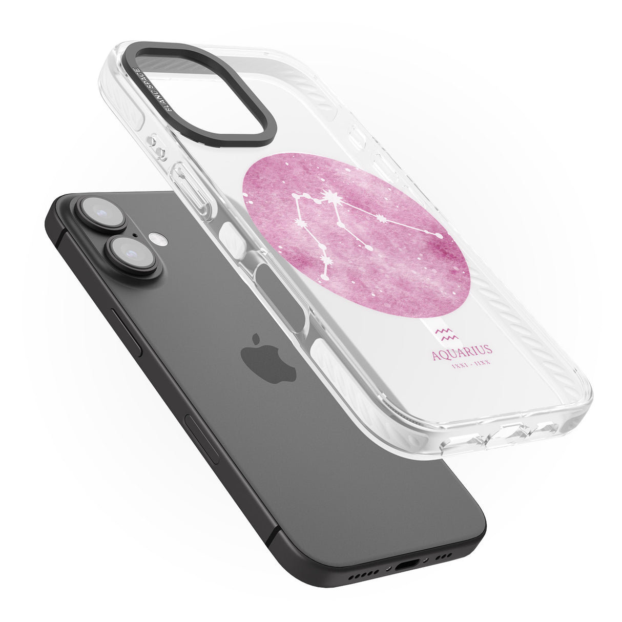 iPhone 16 Pro Max Aquarius Zodiac Transparent Design - Pink Black Impact Phone Case