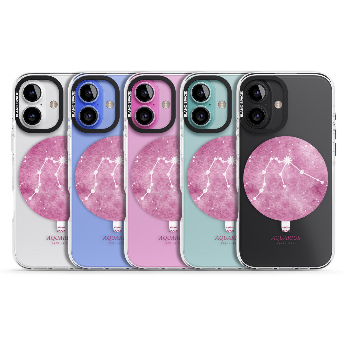 iPhone 16 Pro Max Aquarius Zodiac Transparent Design - Pink Black Impact Phone Case