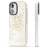 iPhone 16 Pro Max Aquarius Emblem - Solid Gold Marbled Design Black Impact Phone Case