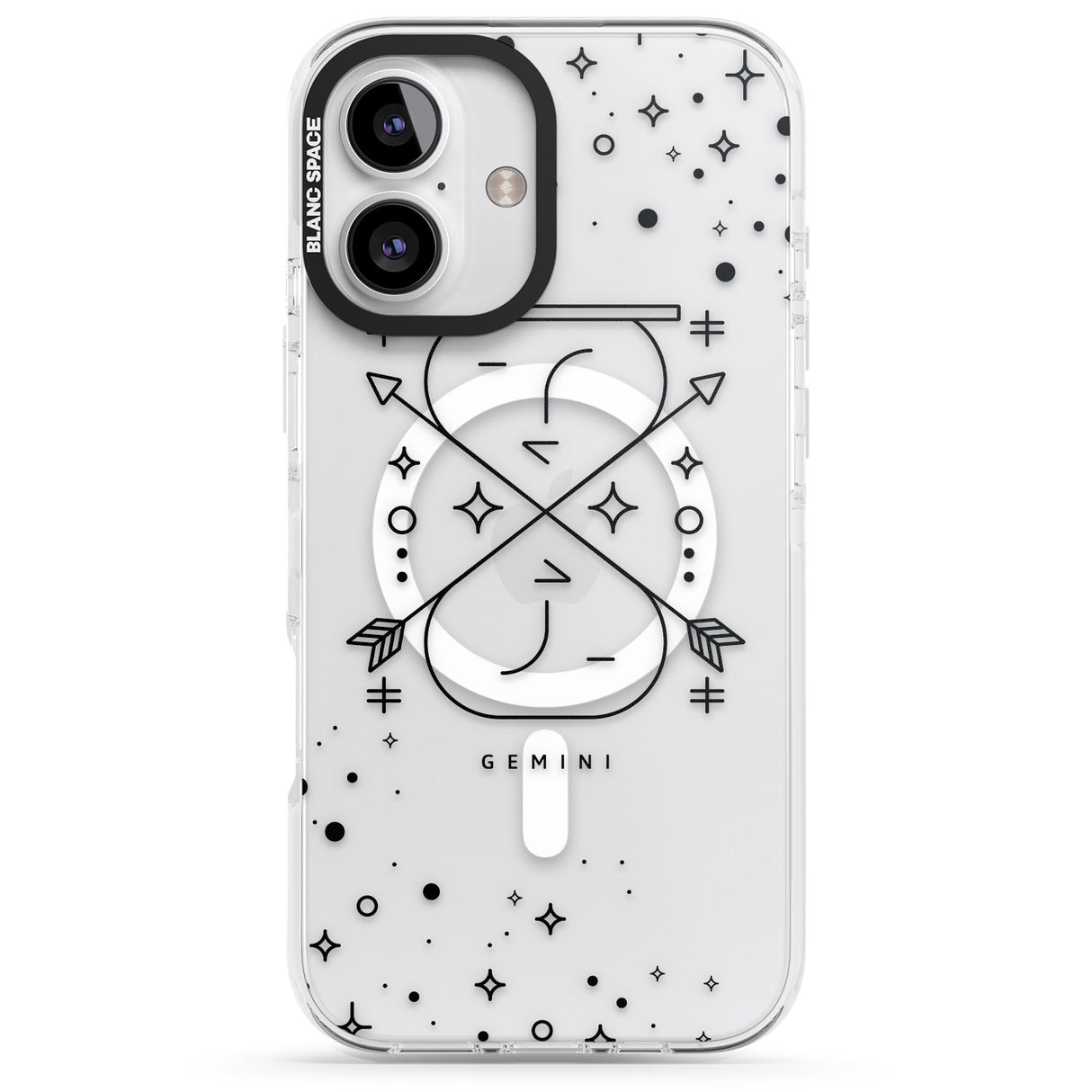 iPhone 16 Pro Max Gemini Emblem - Transparent Design Black Impact Phone Case