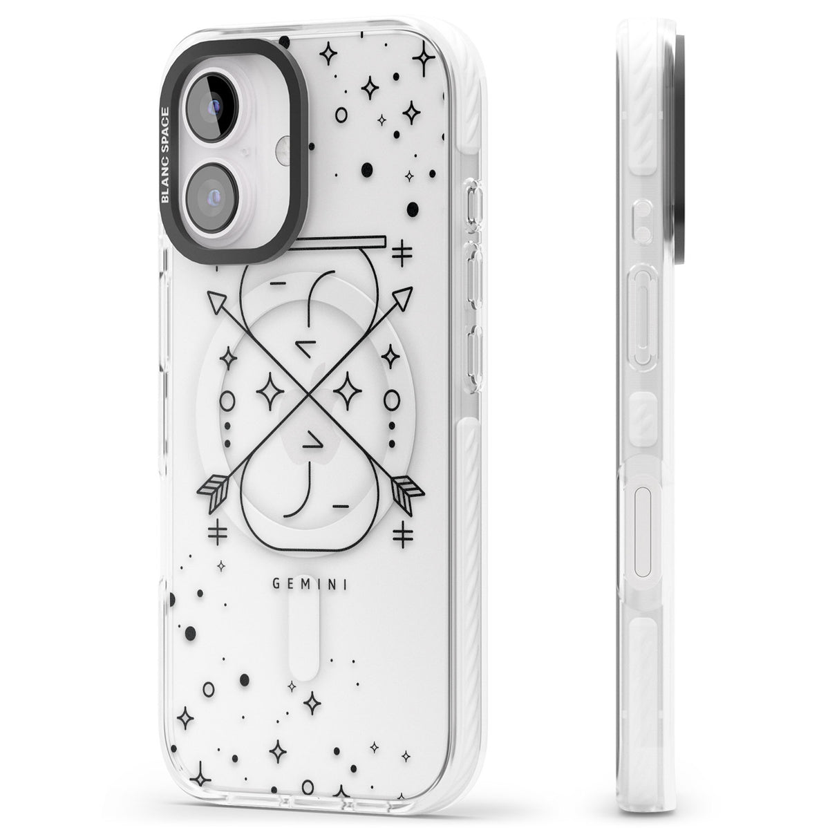 iPhone 16 Pro Max Gemini Emblem - Transparent Design Black Impact Phone Case