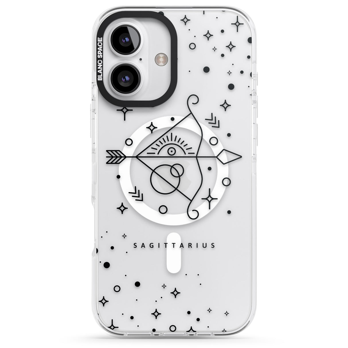 iPhone 16 Pro Max Sagittarius Emblem - Transparent Design Black Impact Phone Case