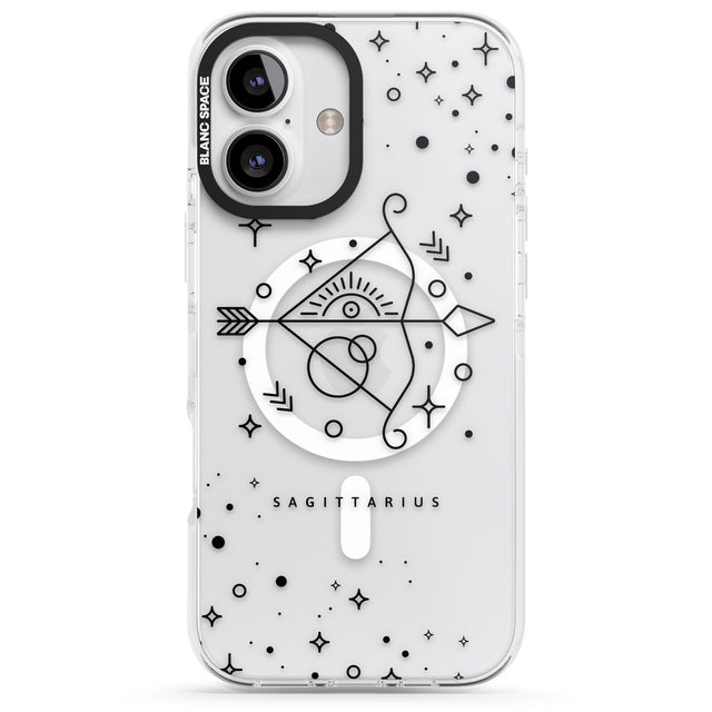 iPhone 16 Pro Max Sagittarius Emblem - Transparent Design Black Impact Phone Case