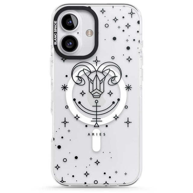 iPhone 16 Pro Max Aries Emblem - Transparent Design Black Impact Phone Case