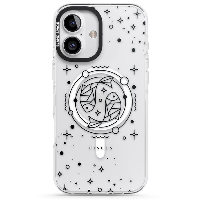 iPhone 16 Pro Max Pisces Emblem - Transparent Design Black Impact Phone Case