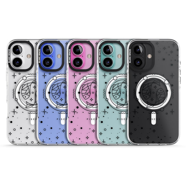 iPhone 16 Pro Max Pisces Emblem - Transparent Design Black Impact Phone Case