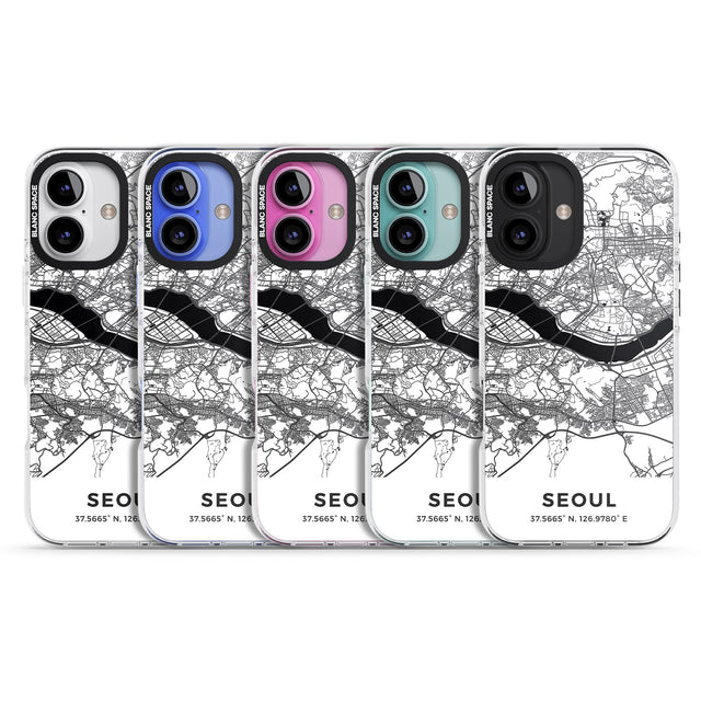 iPhone 16 Pro Max Map of Seoul, South Korea Black Impact Phone Case