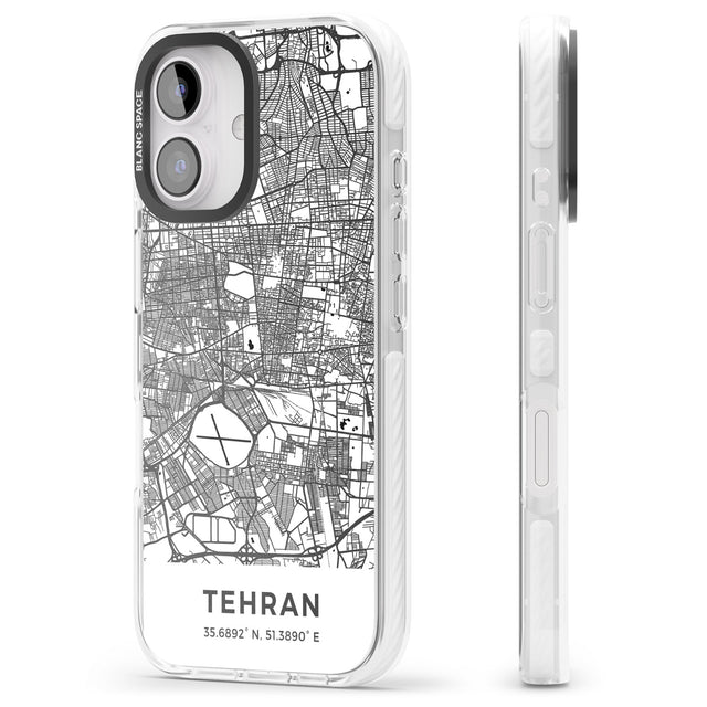 iPhone 16 Pro Max Map of Tehran, Iran Black Impact Phone Case