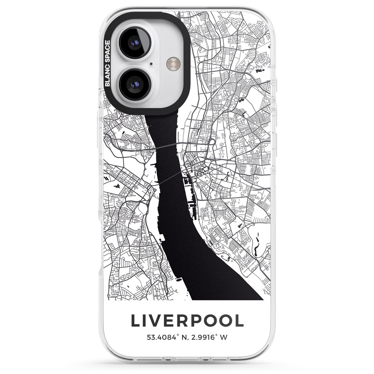 iPhone 16 Pro Max Map of Liverpool, England Black Impact Phone Case