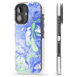 iPhone 16 Pro Max Dark Blue & Green Marbled Paper Pattern Black Impact Phone Case