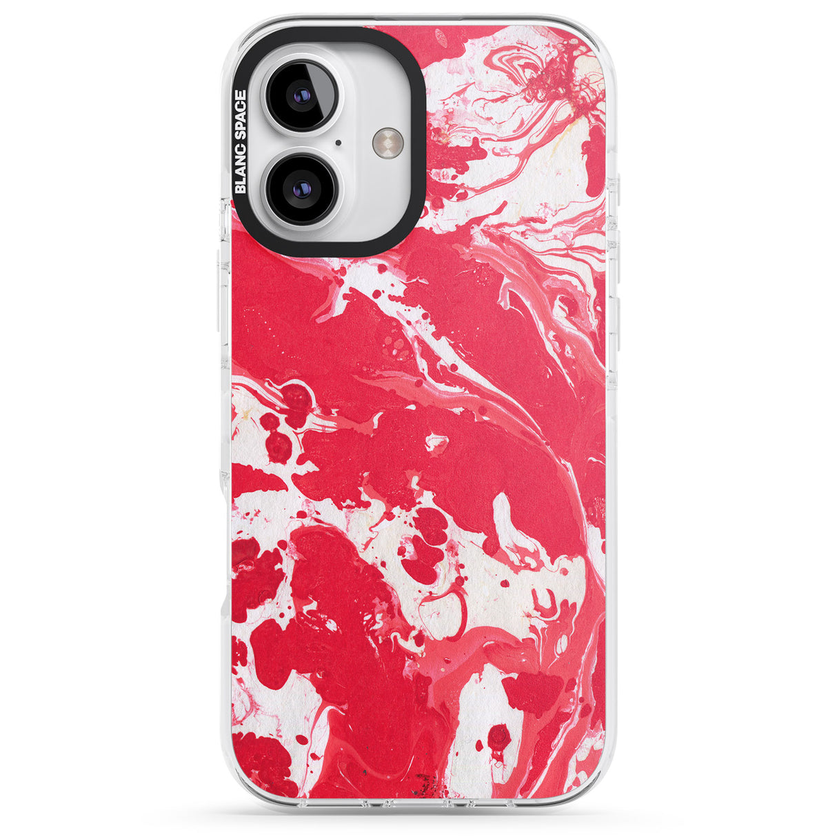 iPhone 16 Pro Max Red & White - Marbled Paper Black Impact Phone Case