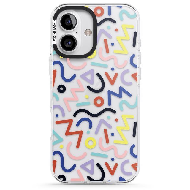 iPhone 16 Pro Max Colourful Squiggles Memphis Retro Pattern Design Black Impact Phone Case