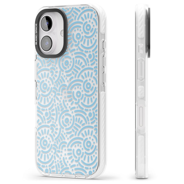 iPhone 16 Pro Max Light Blue Pattern Memphis Retro Pattern Design Black Impact Phone Case