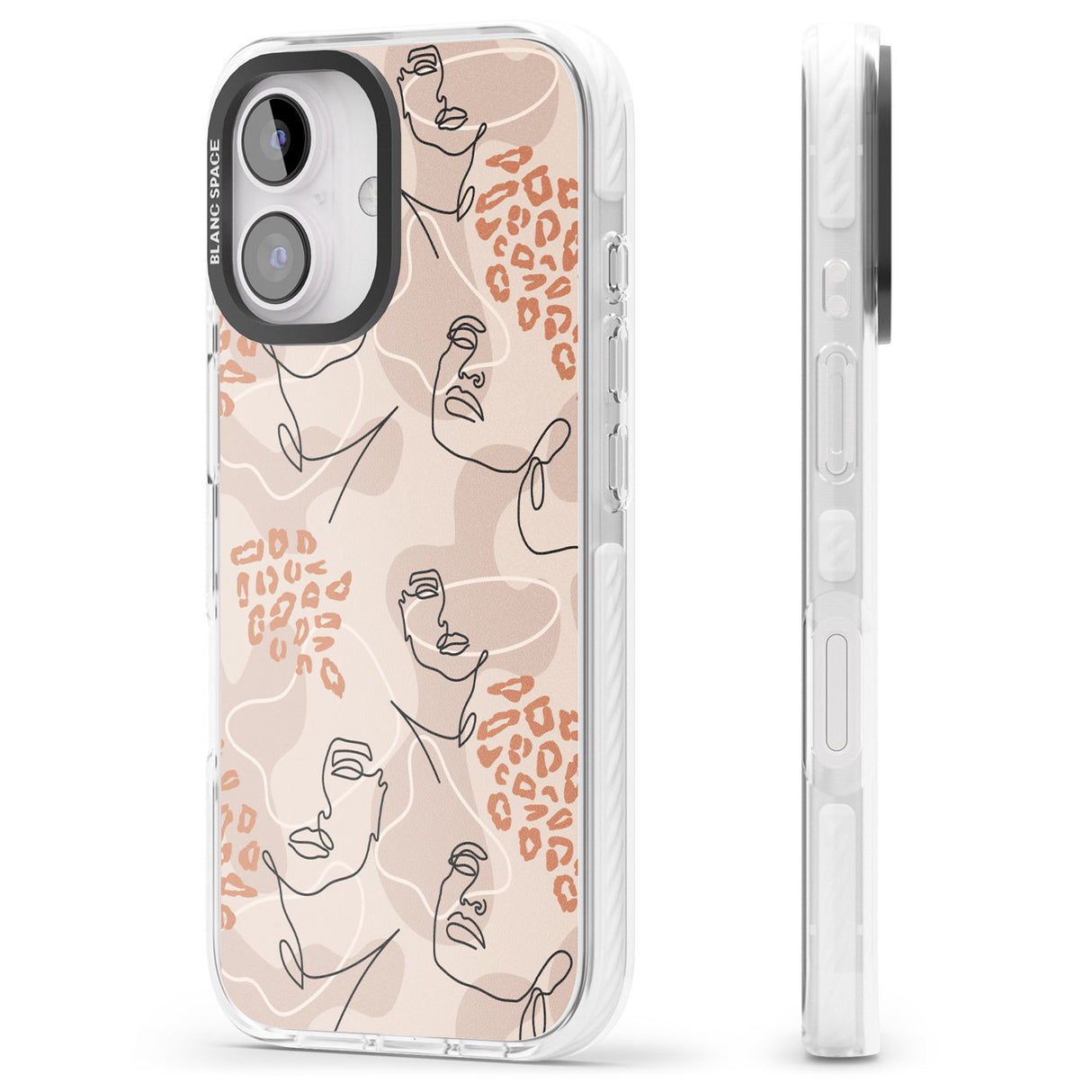 iPhone 16 Pro Max Leopard Print Stylish Abstract Faces Black Impact Phone Case