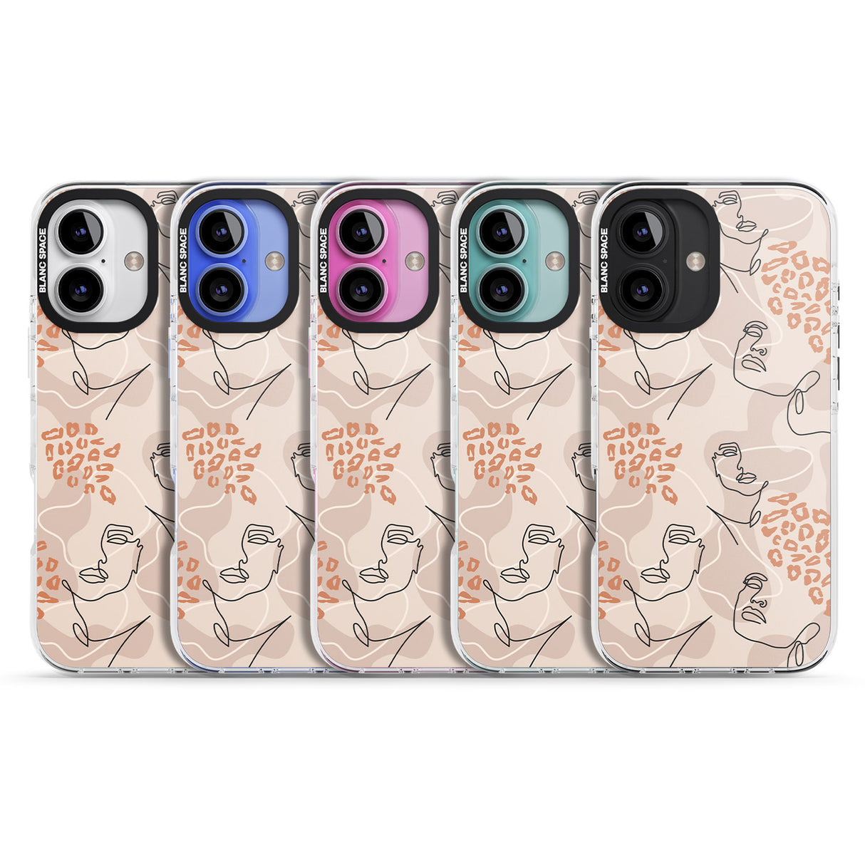 iPhone 16 Pro Max Leopard Print Stylish Abstract Faces Black Impact Phone Case