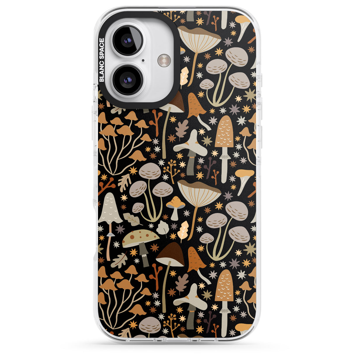 iPhone 16 Pro Max Sentimental Mushrooms Pattern Black Impact Phone Case