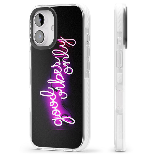 iPhone 16 Pro Max Good Vibes Only Pink Neon Black Impact Phone Case