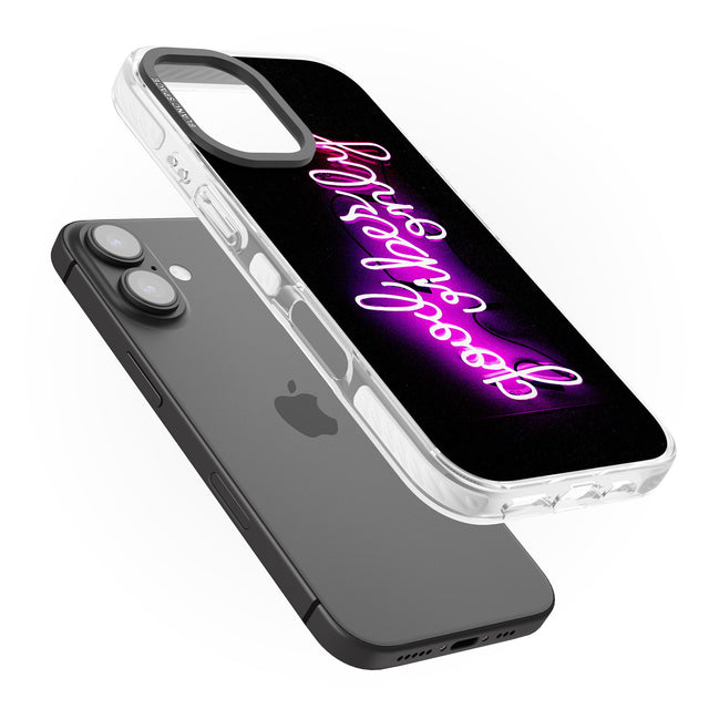 iPhone 16 Pro Max Good Vibes Only Pink Neon Black Impact Phone Case